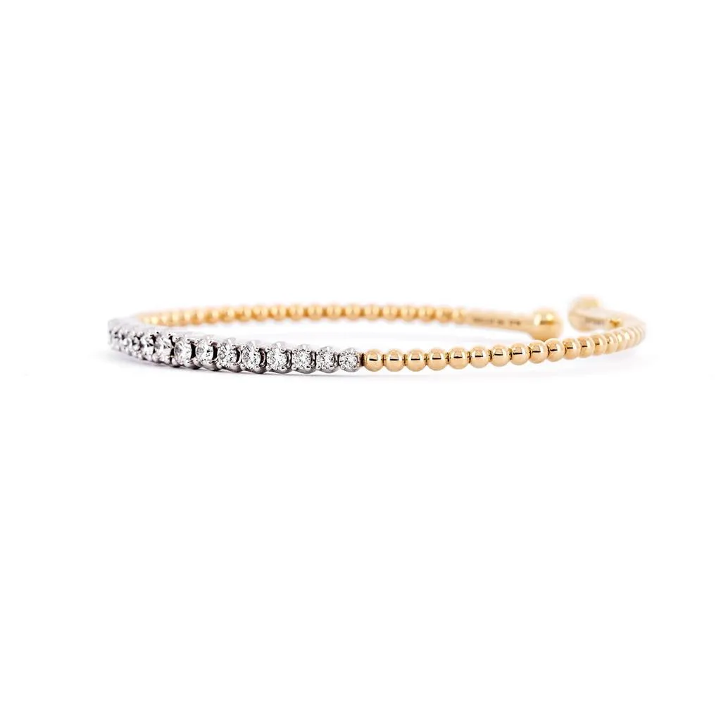 0.75ctw Diamond Bujukan Bangle - 6.25", White Gold, Yellow Gold