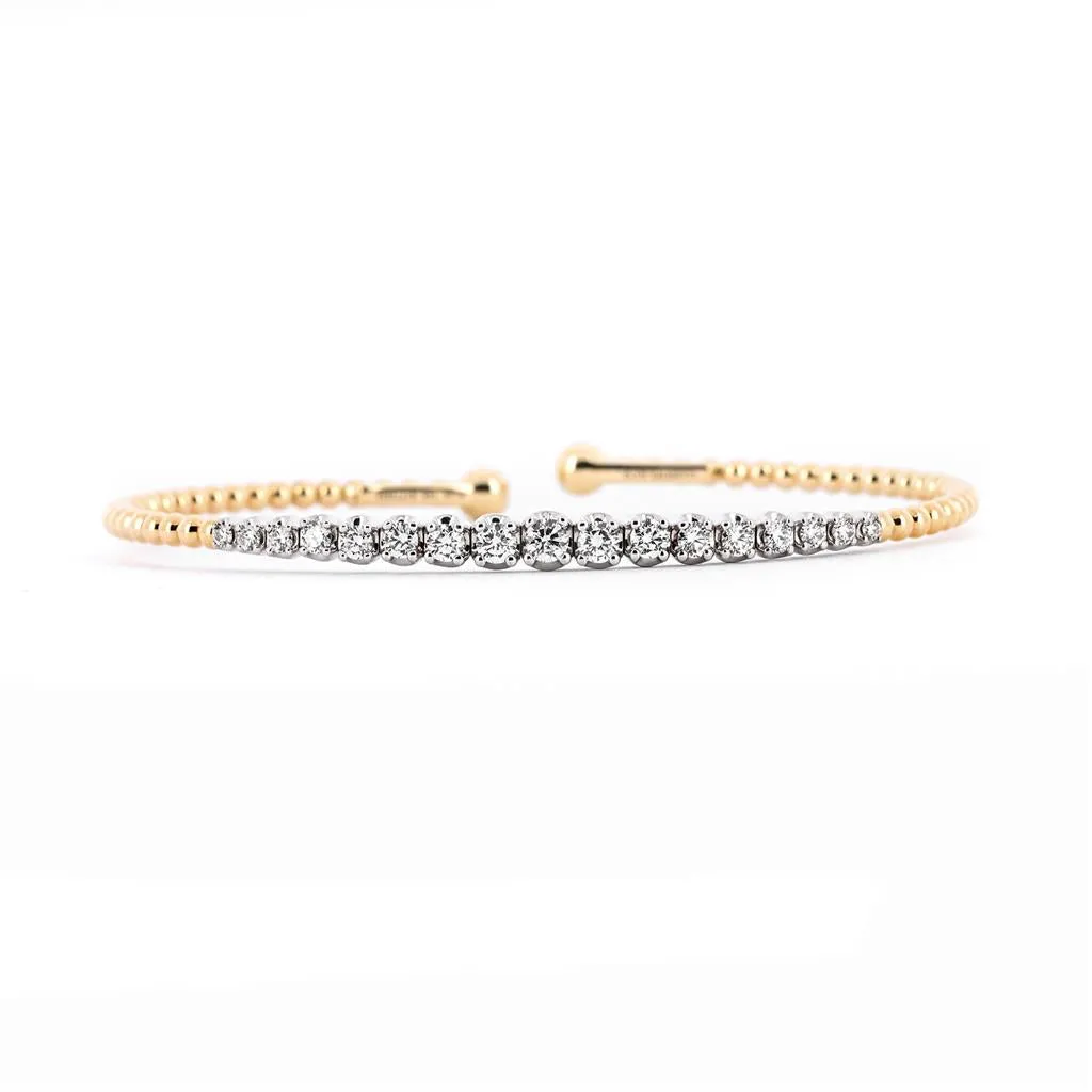 0.75ctw Diamond Bujukan Bangle - 6.25", White Gold, Yellow Gold