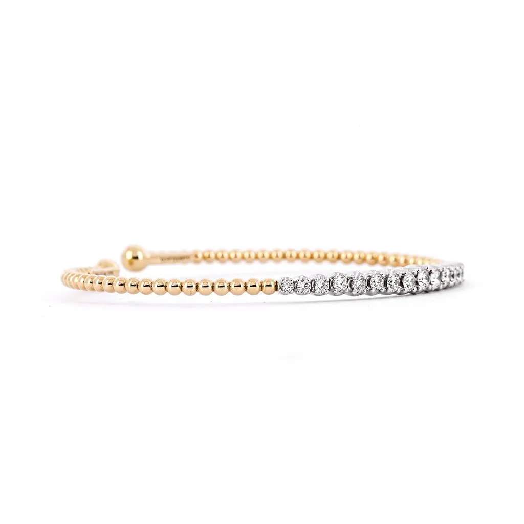 0.75ctw Diamond Bujukan Bangle - 6.25", White Gold, Yellow Gold