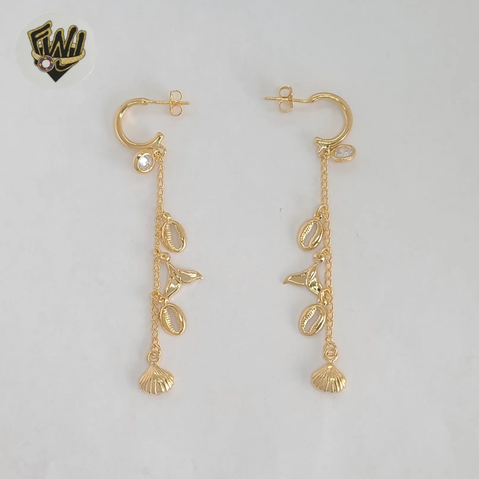 (1-1212-4) Gold Laminate - Beach Charms Long Earrings - BGF