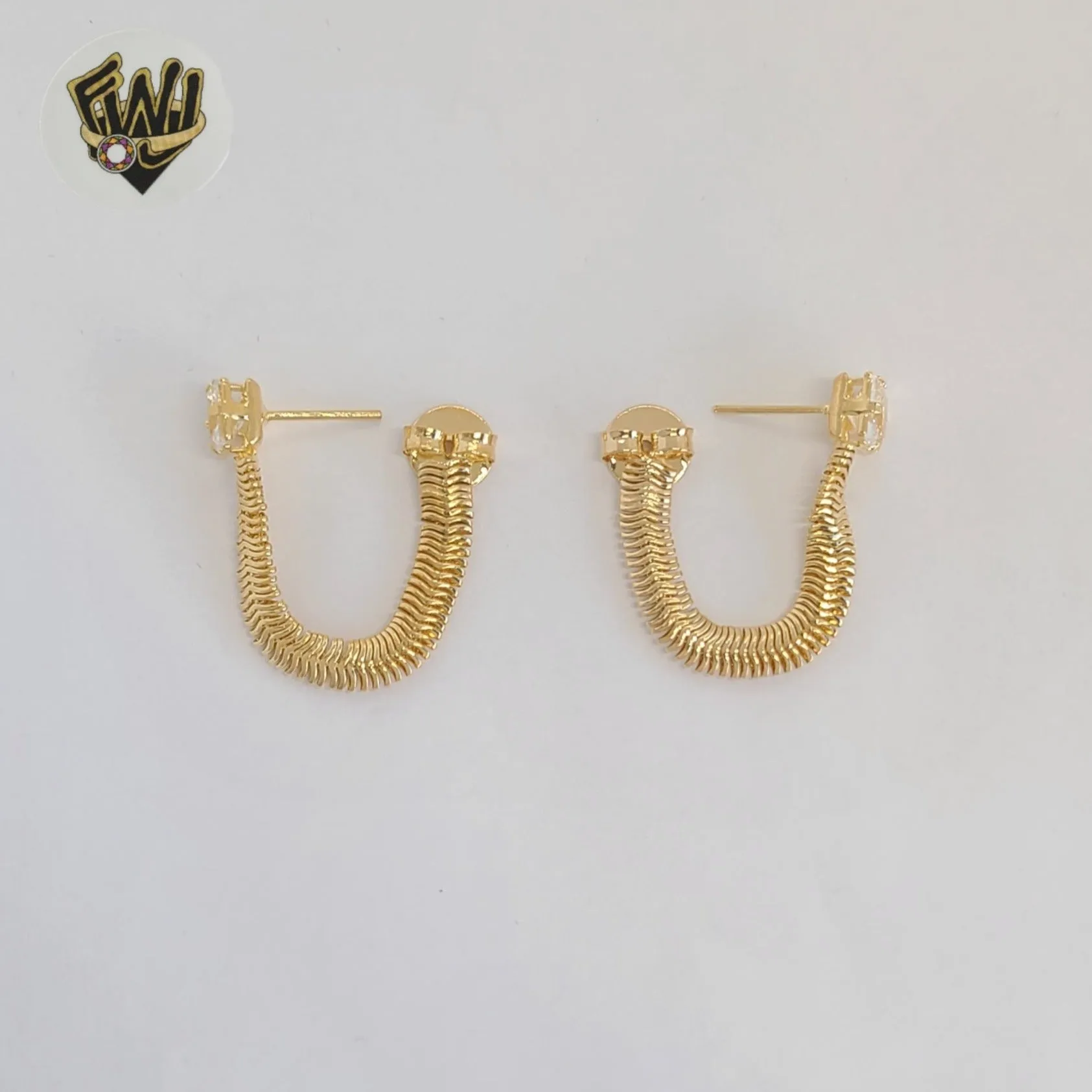 (1-1242-10) Gold Laminate - Zircon Double Sided Earrings - BGF