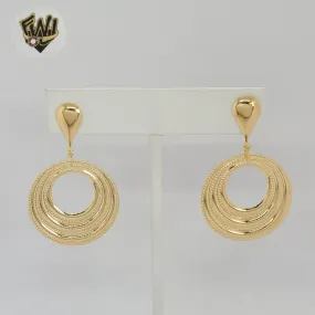 (1-1244-3) Gold Laminate - Round Long Earrings - BGF