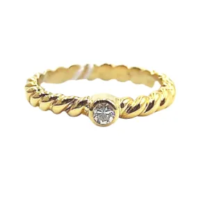 .10ct Solitaire Diamond Bezel Twist Engagement Ring 14K Gold