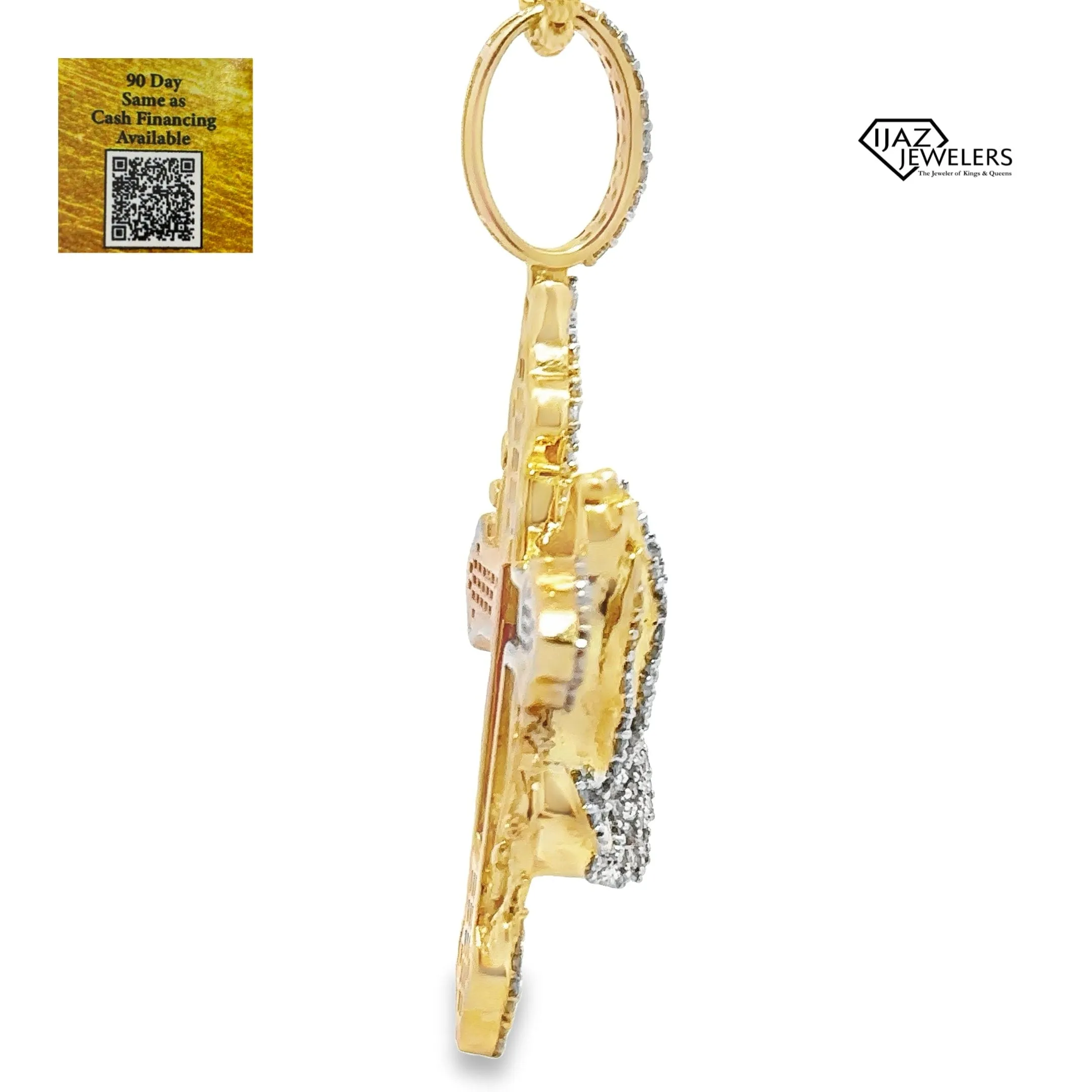 10K Gold 2.00 CTW Diamond Praying Hands Cross Charm