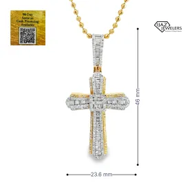 10K Gold Two Tone 0.50 CTW Diamond Cross Charm