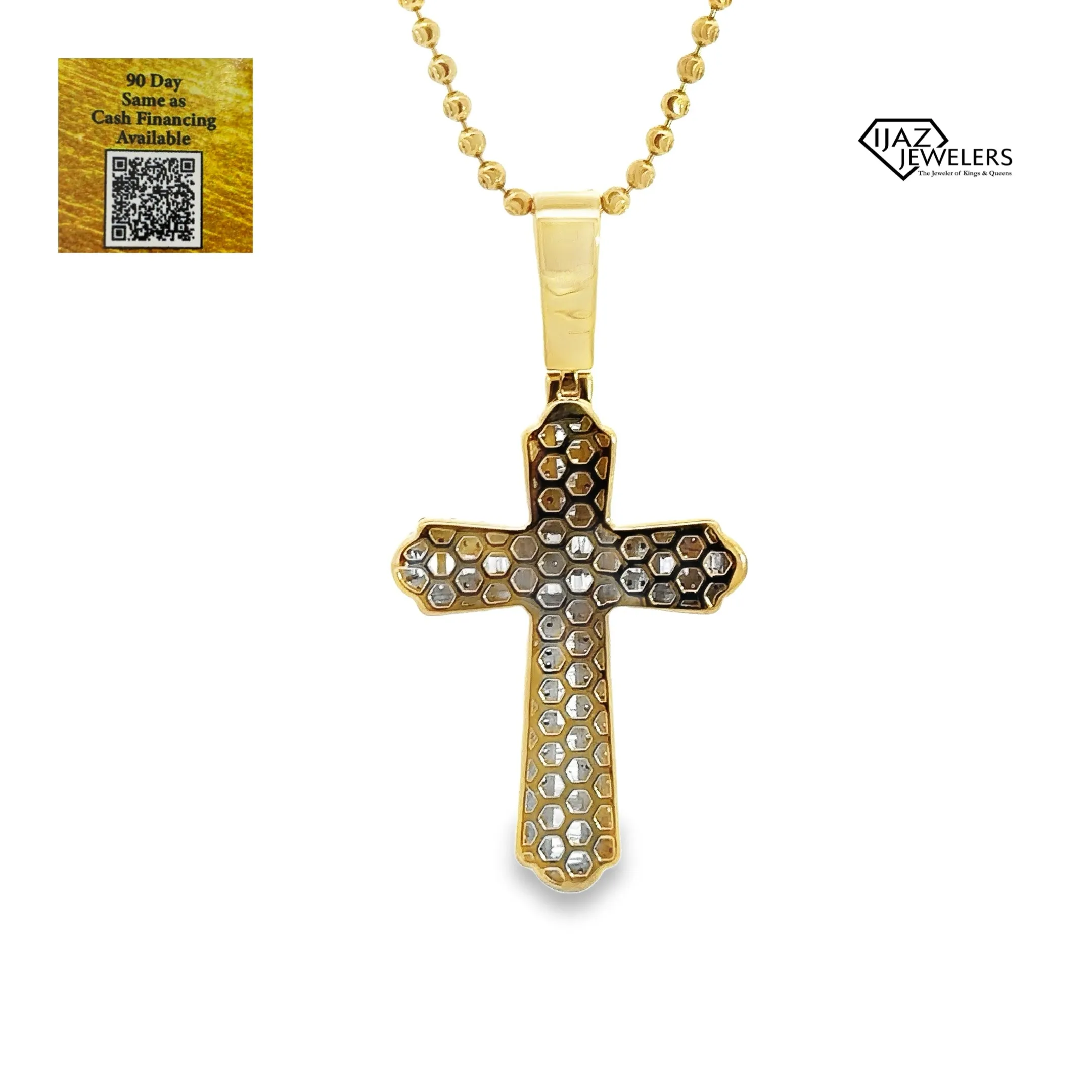 10K Gold Two Tone 0.50 CTW Diamond Cross Charm