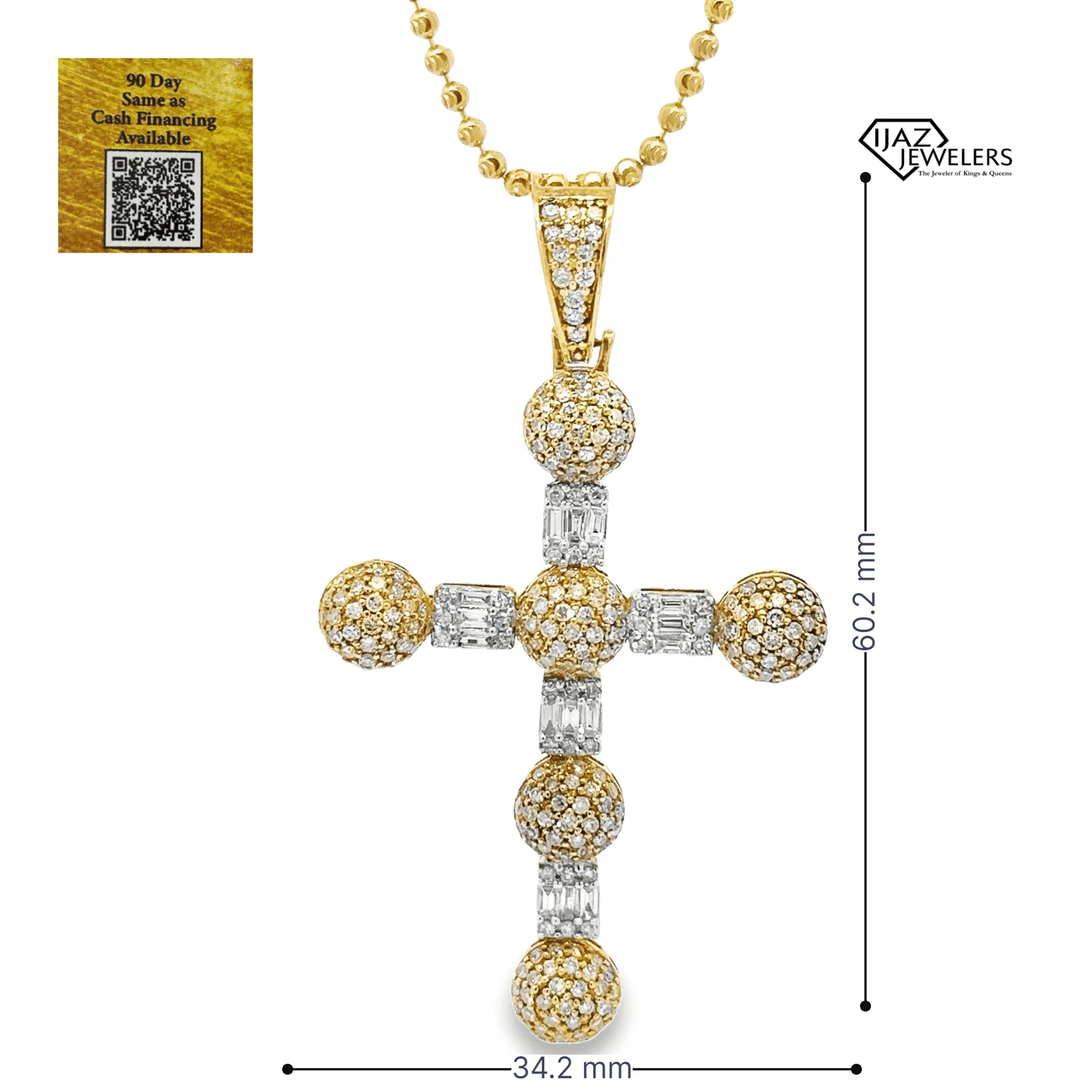 10K Gold Two Tone 2.20 CTW Diamond Cross Charm