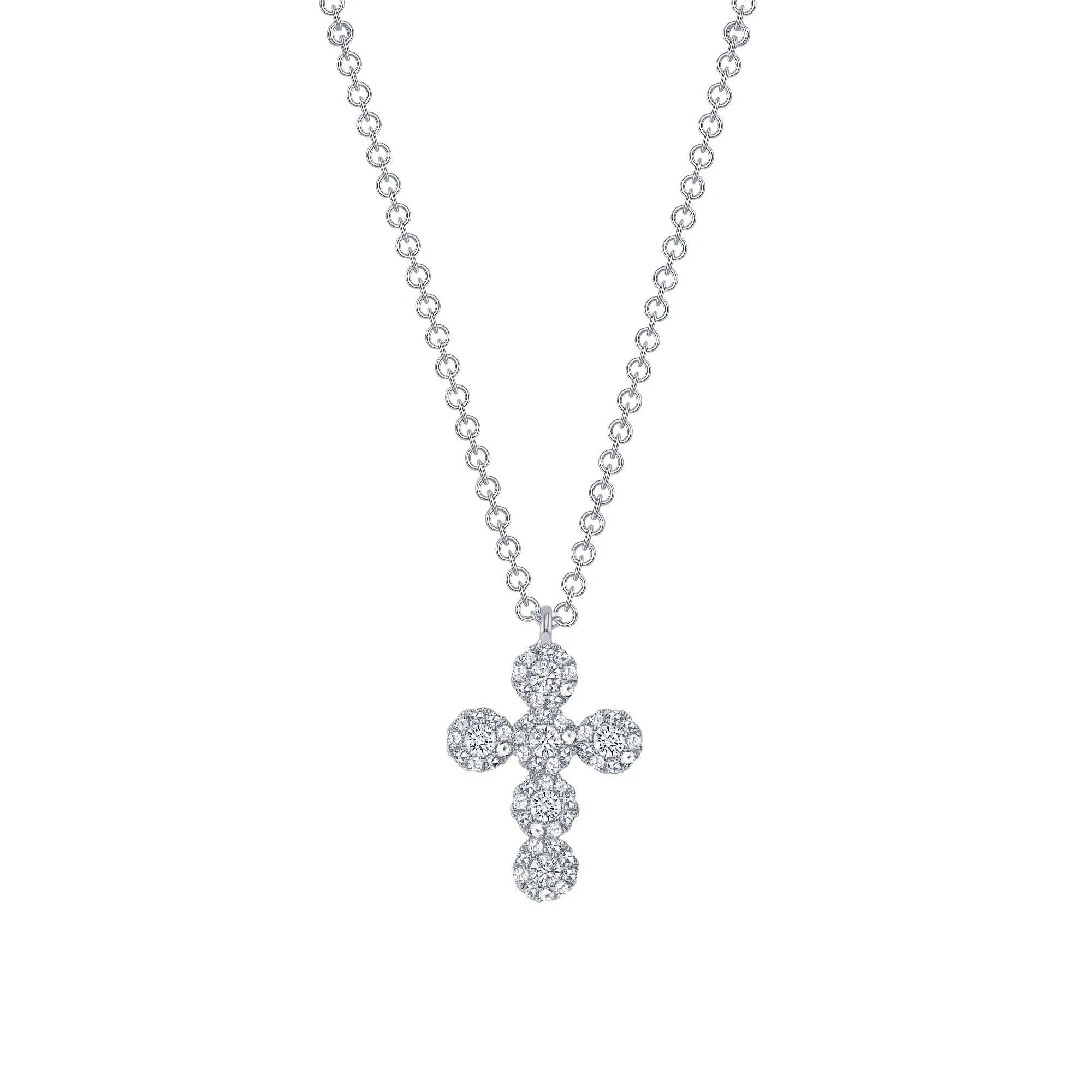 14K Gold Diamond Halo Cross Pendant