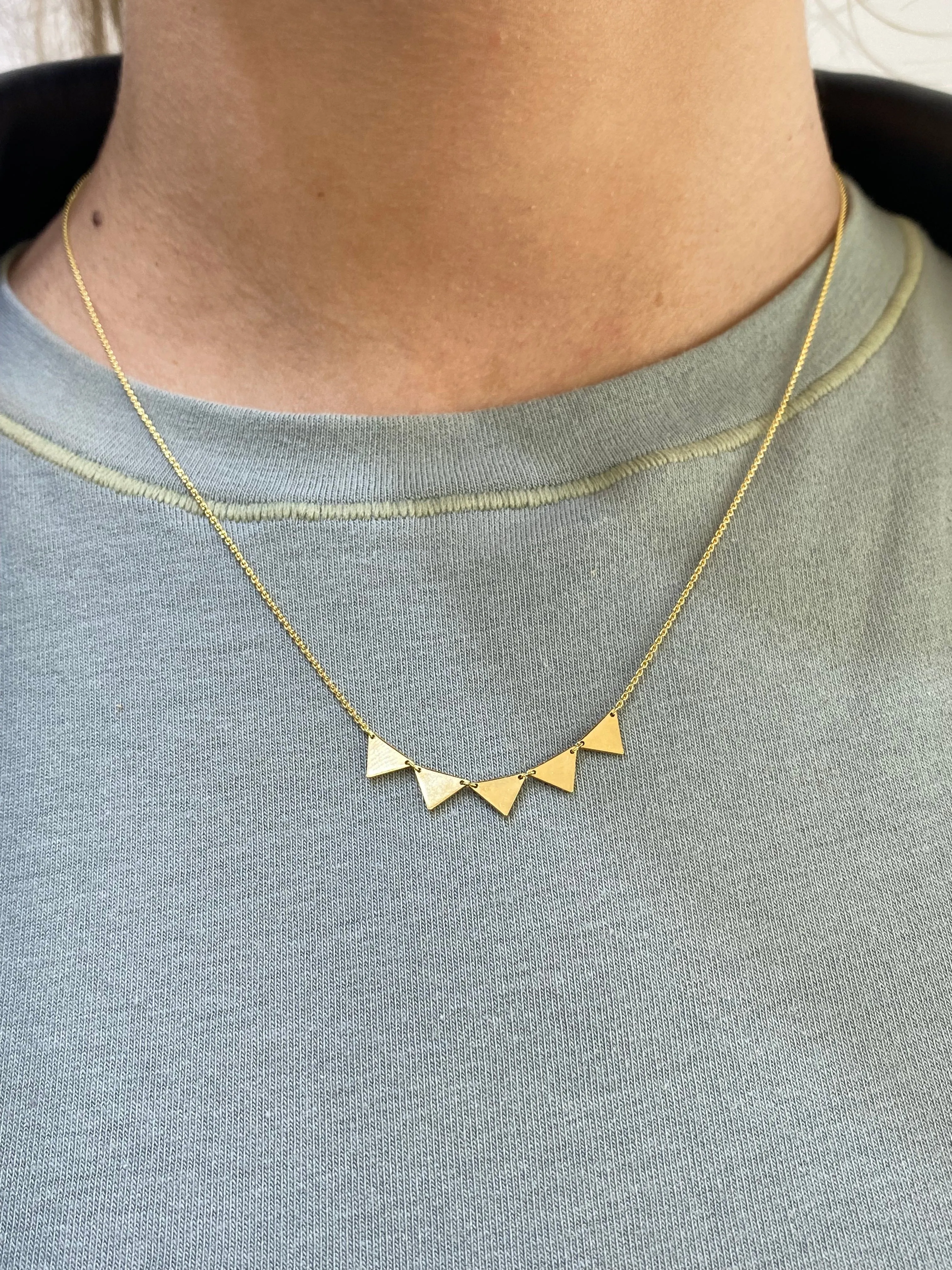 14K Gold Triangle Necklace