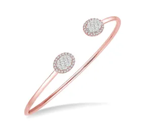 14k Rose Gold Open Cuff Bangle With Diamonds