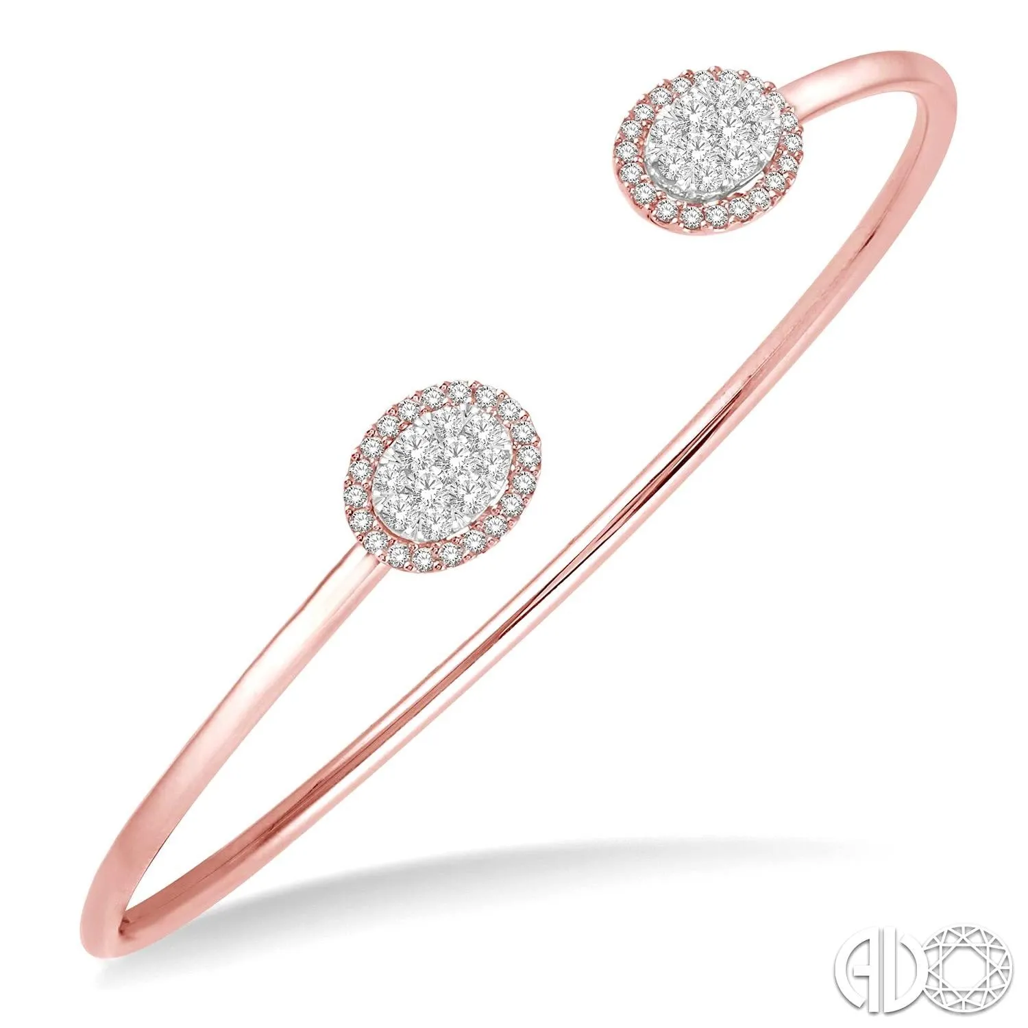 14k Rose Gold Open Cuff Bangle With Diamonds