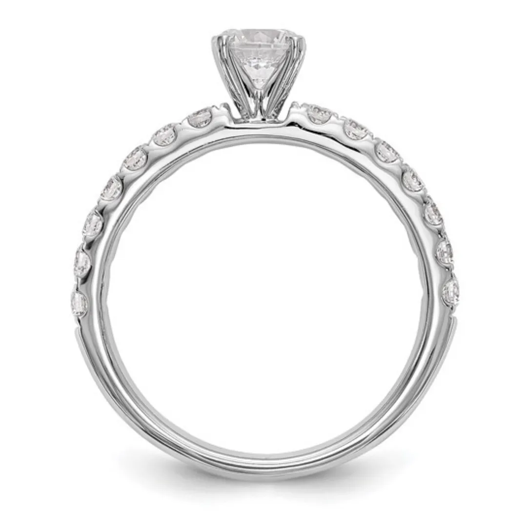 14K White Gold Lab Diamond Solitaire Pave Ring