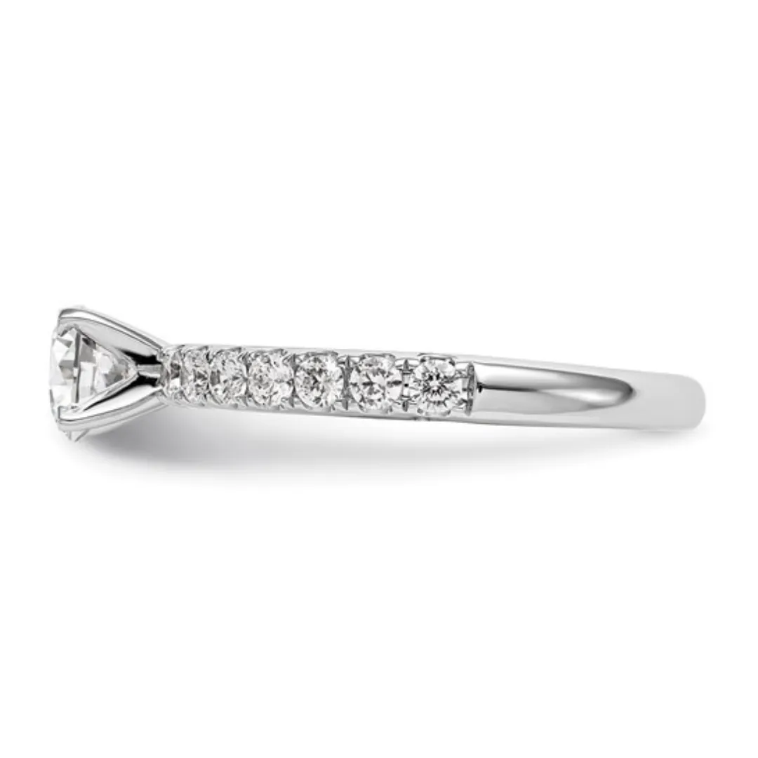 14K White Gold Lab Diamond Solitaire Pave Ring