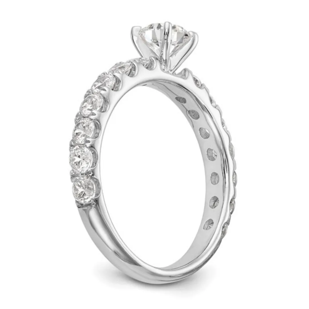 14K White Gold Lab Diamond Solitaire Pave Ring