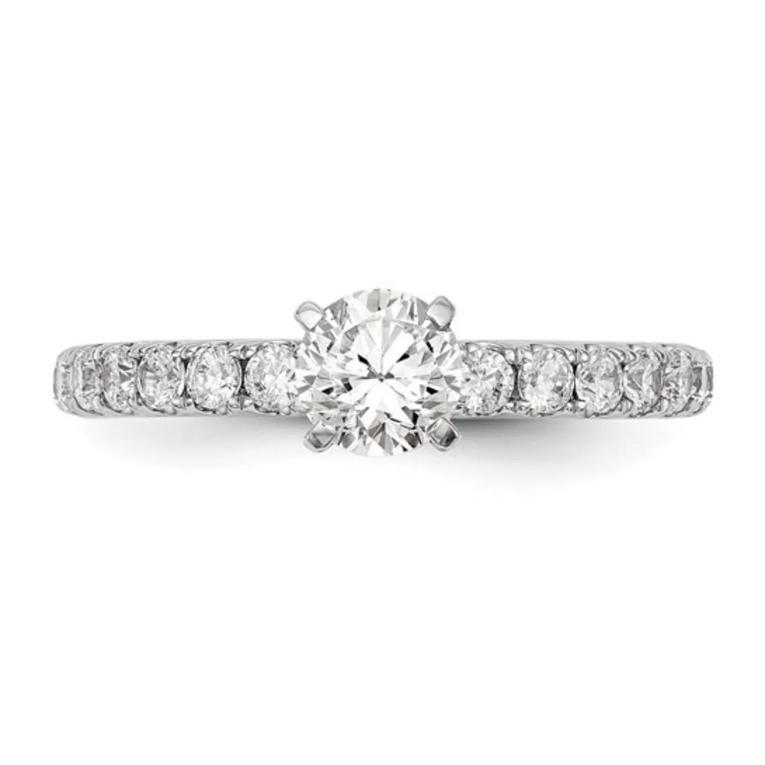 14K White Gold Lab Diamond Solitaire Pave Ring