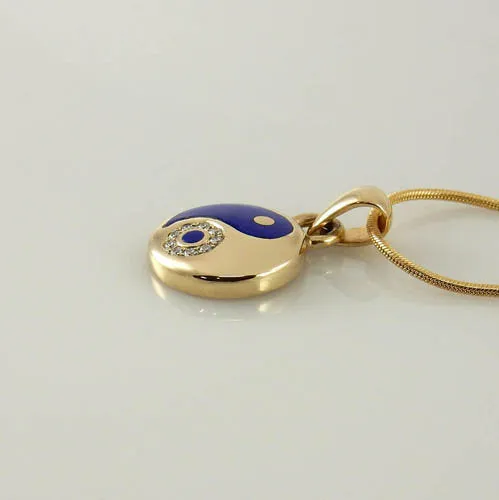 14kt Gold Lapis Diamond Yin Yang Pendant