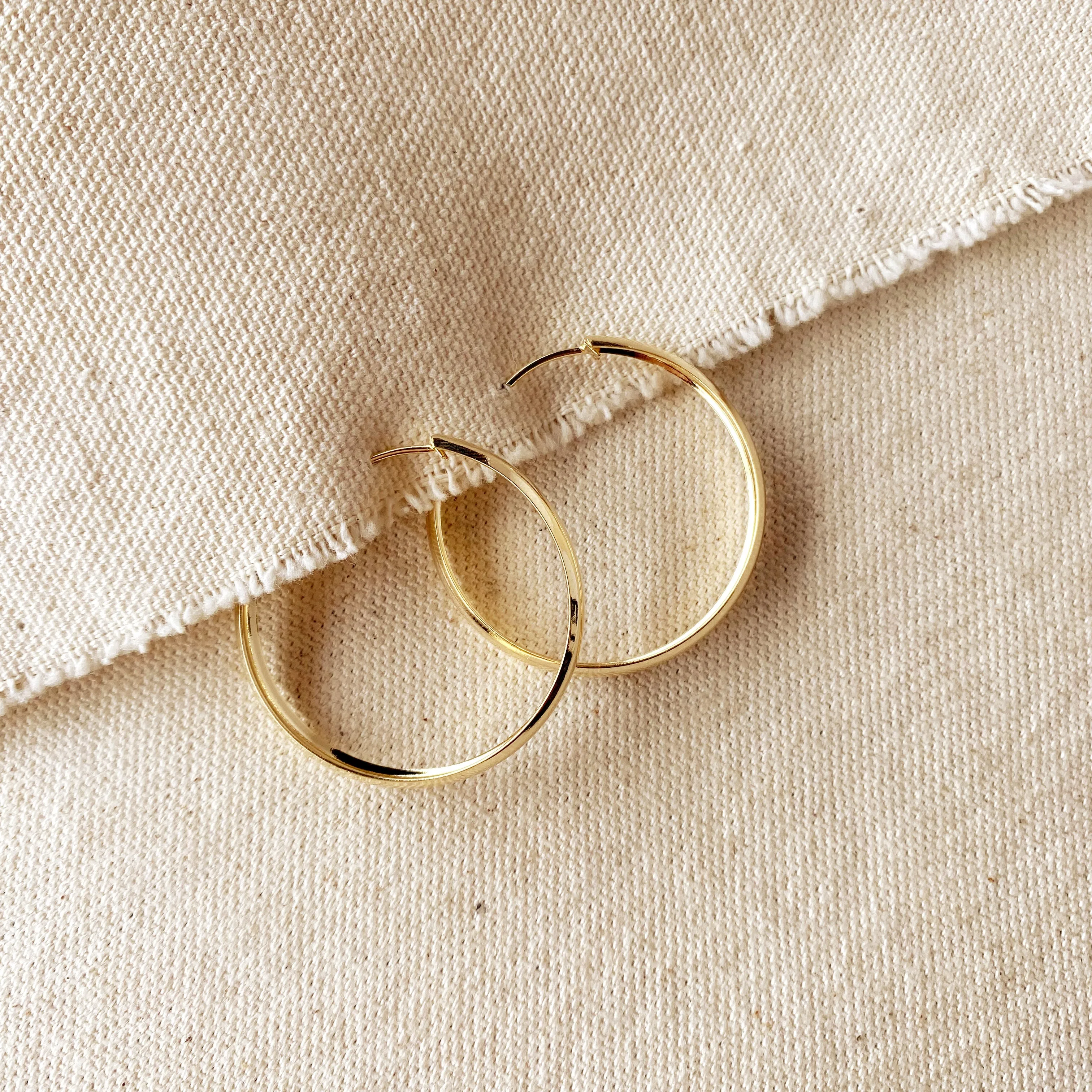 18k Gold Filled 40mm Hollow Continuous  Hoop Earrings