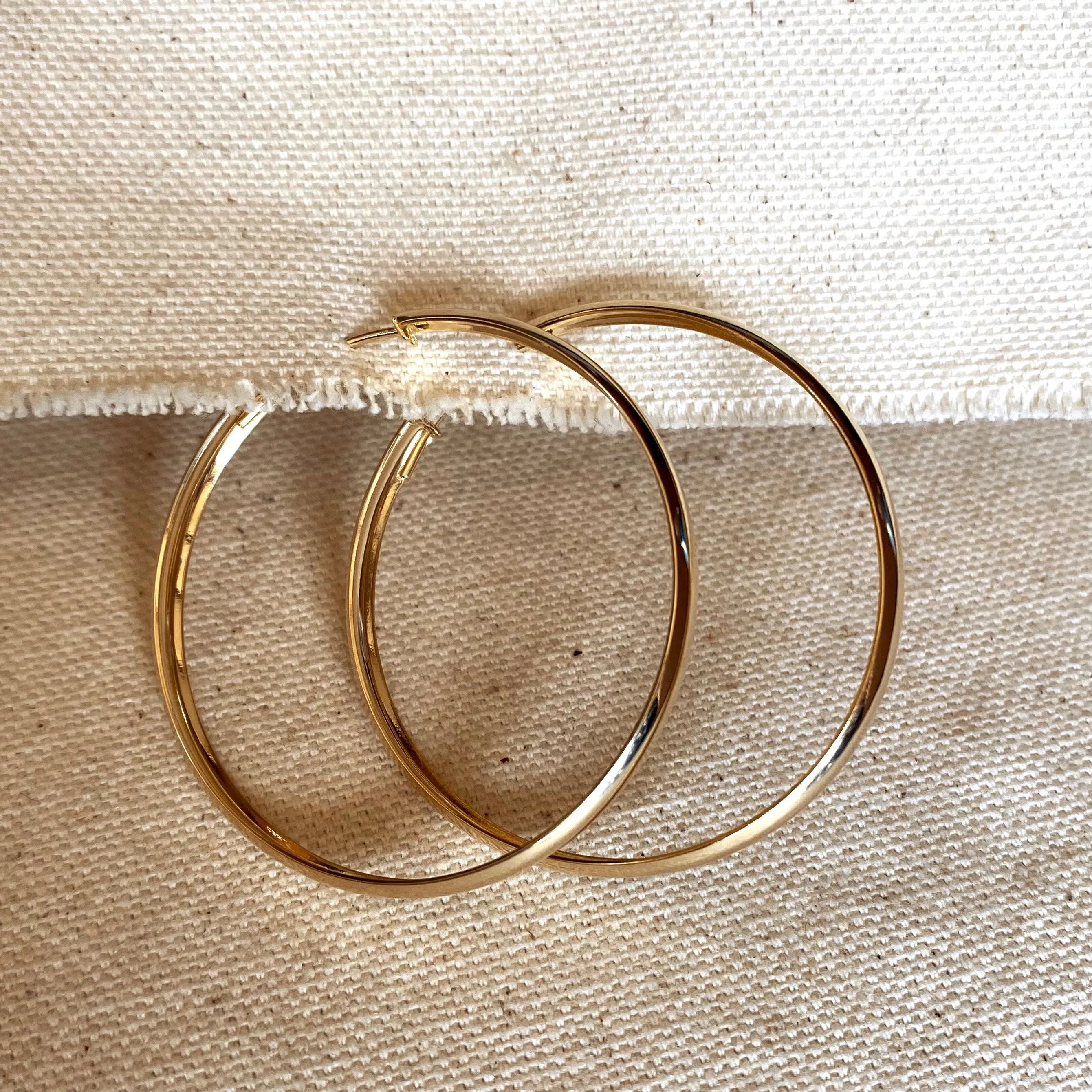 18k Gold Filled 50mm Hollow Continuous  Hoop Earrings