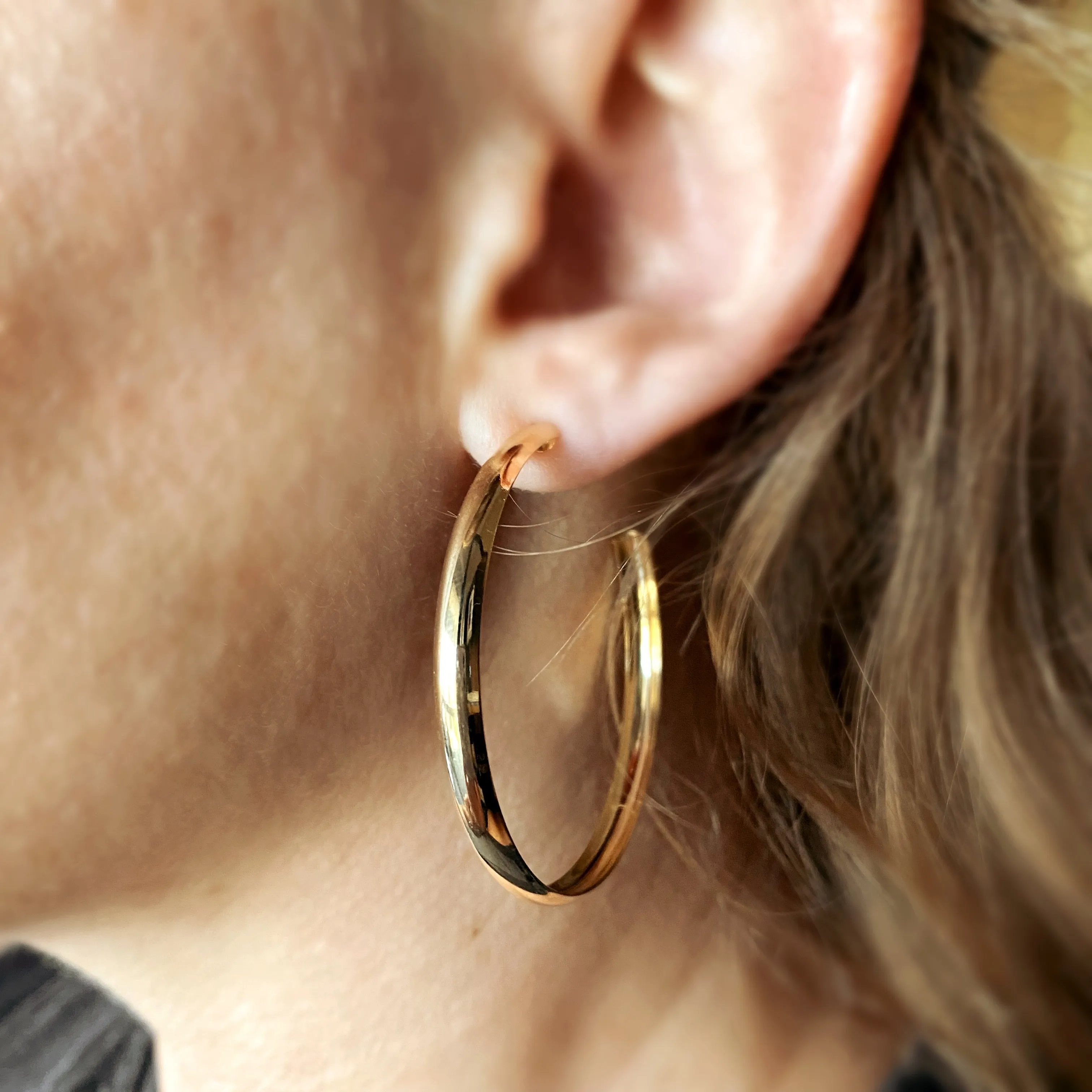 18k Gold Filled 50mm Hollow Continuous  Hoop Earrings