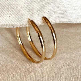 18k Gold Filled 50mm Hollow Continuous  Hoop Earrings