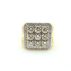 3.5ctw Square Halo Diamond Men's Ring 18K Gold