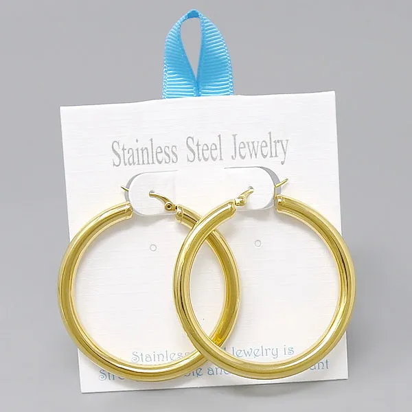 50 MM Stainless Steel Tube Hoop Earrings