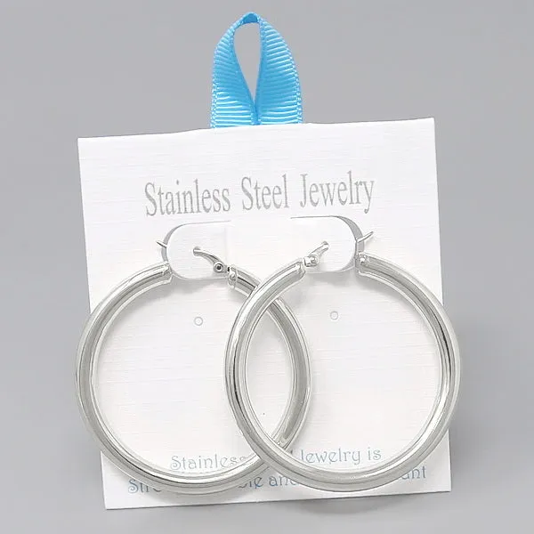 50 MM Stainless Steel Tube Hoop Earrings