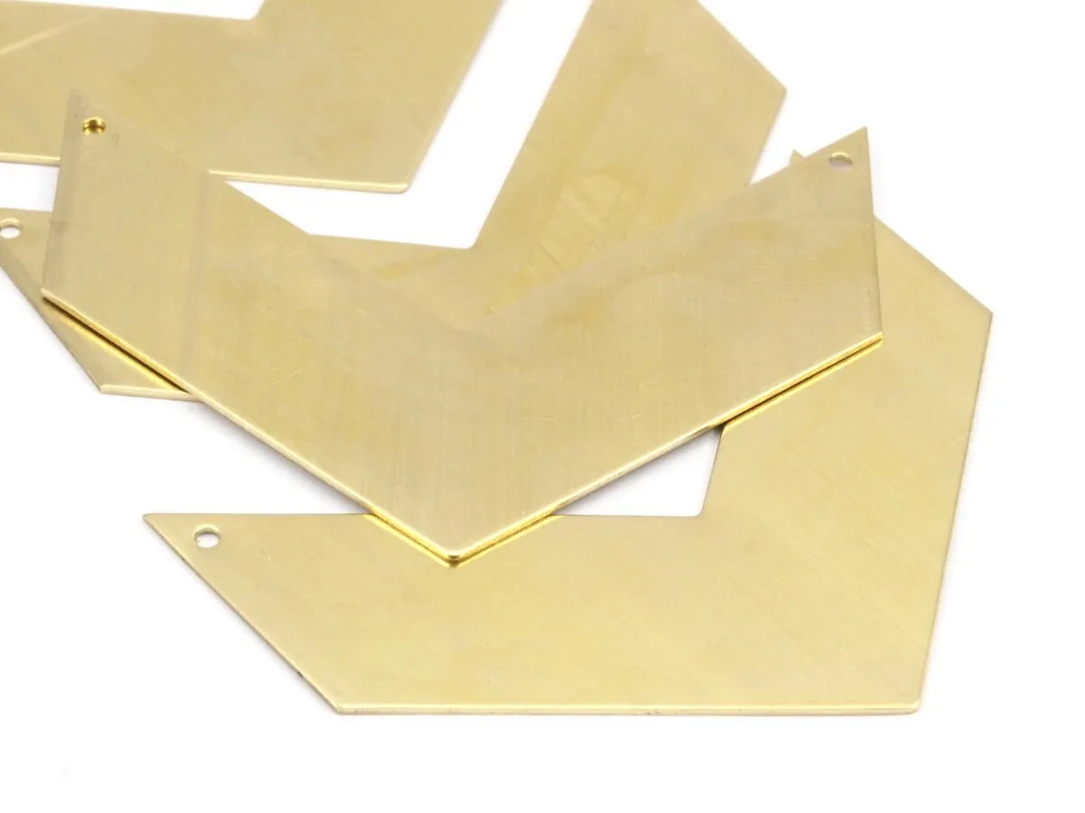 6 Raw Brass Chevrons 2 Holes  (70x25x0.80mm) A0902--N0655