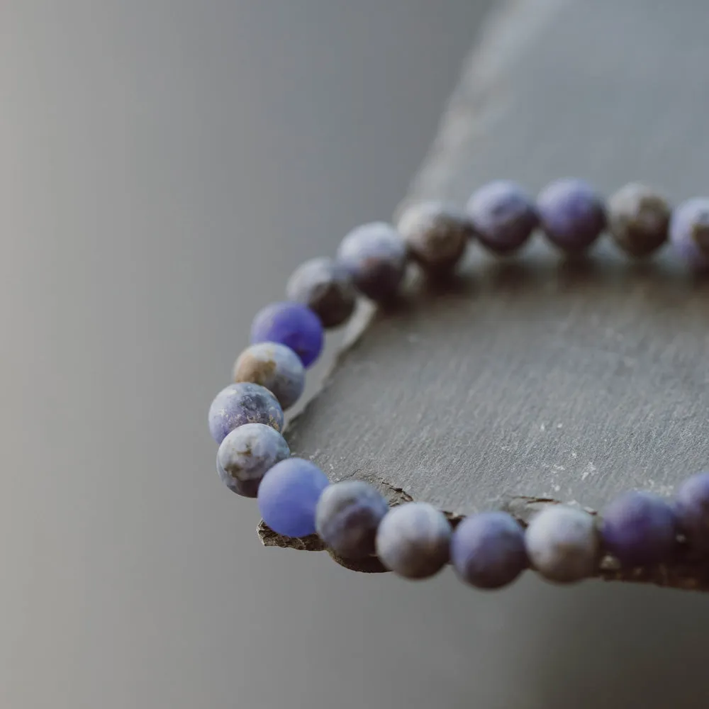 8mm Round Gemstone Bracelet Matt Blue