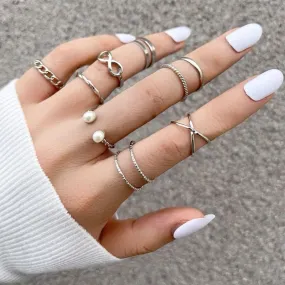 9 Pieces Vintage Stackable Midi Rings Set S 4471234