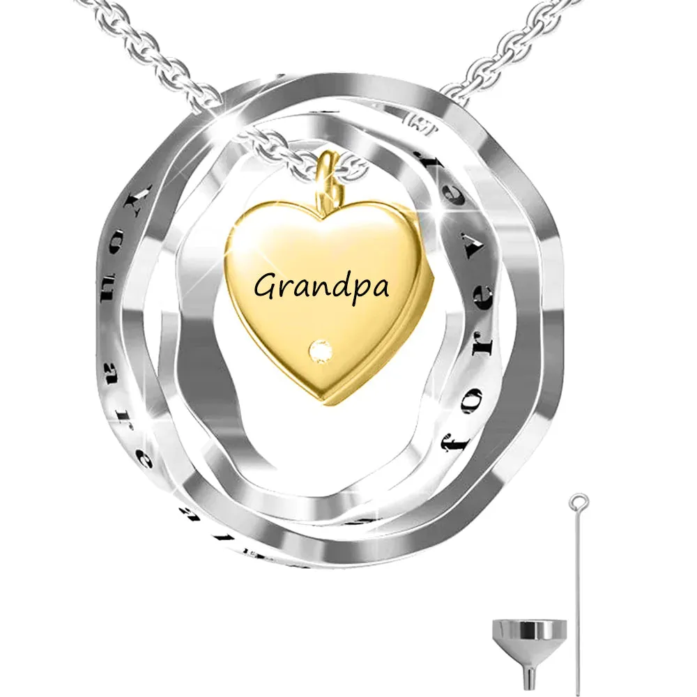 925 Sterling Silver Keepsake Jewelry Cremation Pendant Urn Necklace For Ashes You Are Always In My Heart I Love You Forever