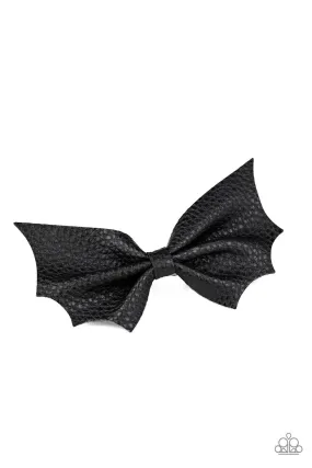 A Bit Batty Black Leather Hair Clip - Paparazzi Accessories