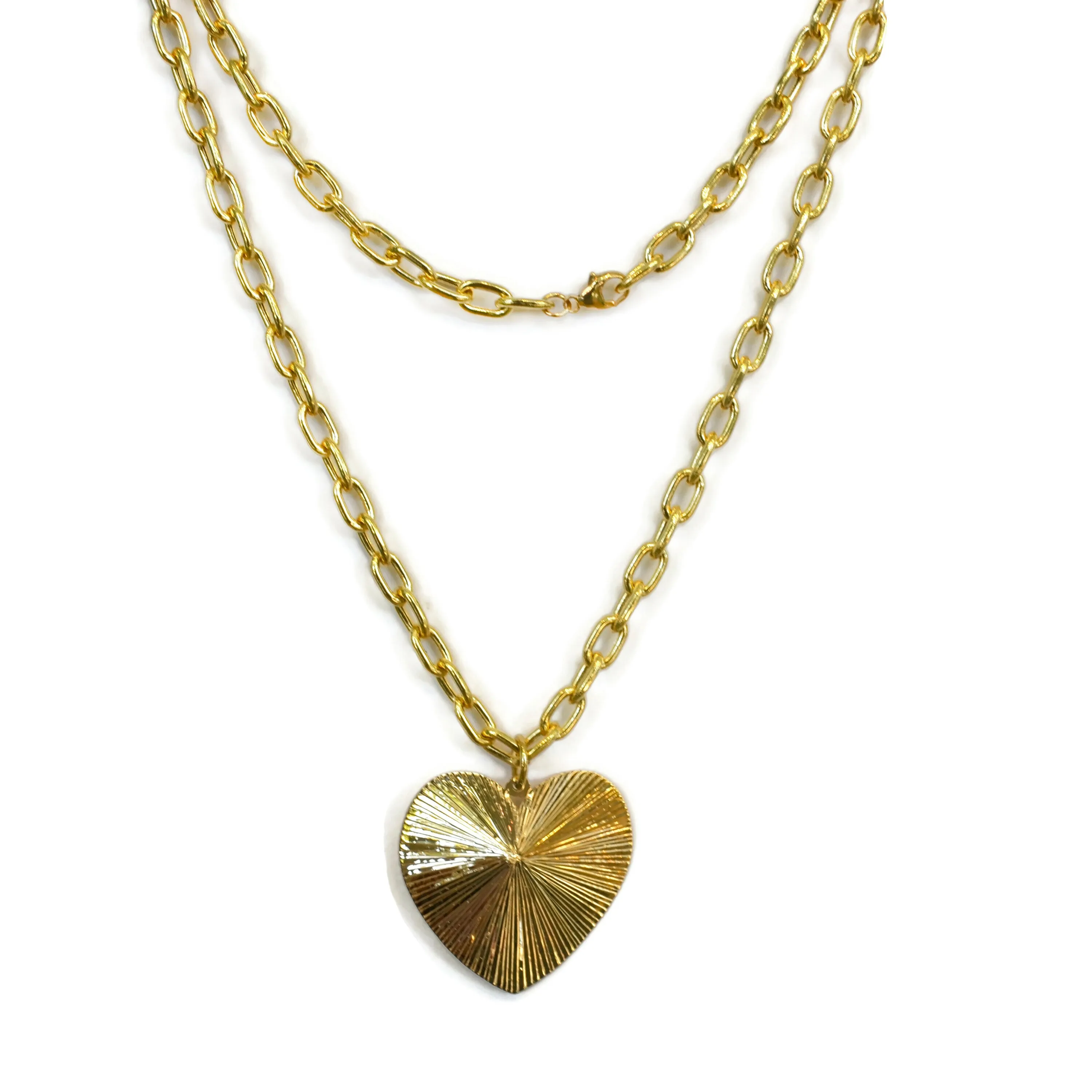 AFJ Gold Collection - Classic Edge Heart Pendant, Yellow Gold