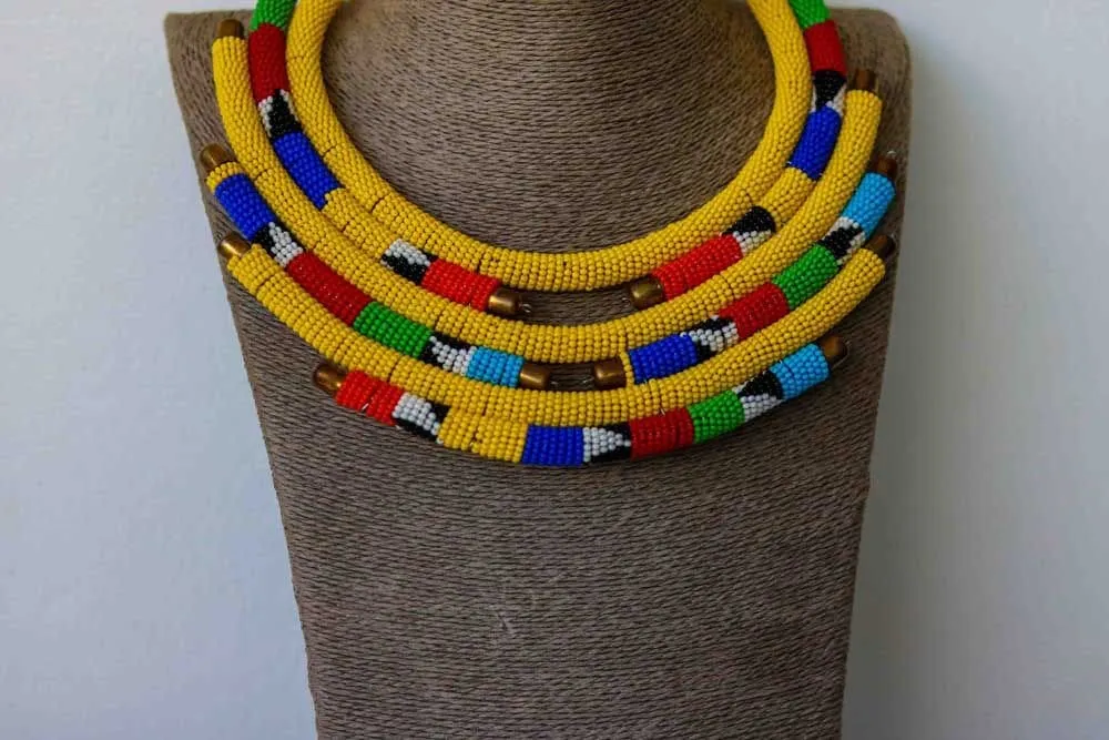 African beaded necklace, Beaded Necklace for women, African Beaded Jewelry, Moms gift, Christmas Gift for her, Zulu beaded necklace