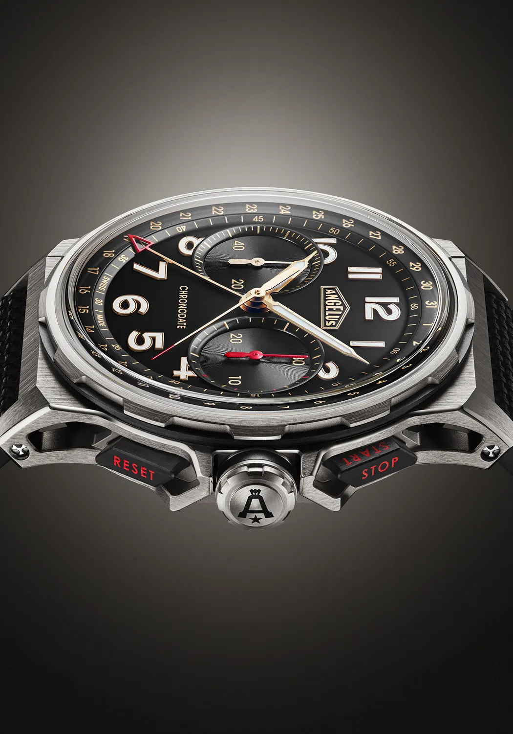 Angelus Chronodate Titanium Black Strap