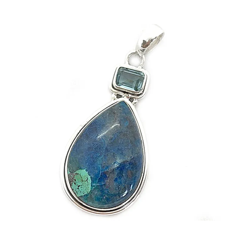 Bea Shattuckite Topaz Teardrop Pendant - C