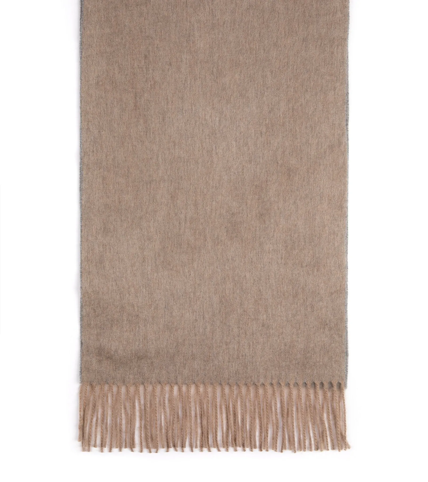 Begg x Co Arran Reversible Oversized Cashmere Scarf: Stone/Flannel