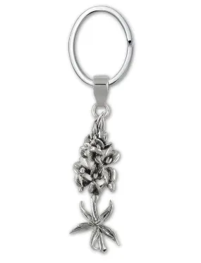 Bluebonnet Key Ring Jewelry Sterling Silver Handmade Texas Wildflower Key Ring BB10-KR