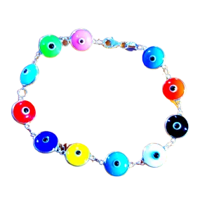 Bluenoemi Evil Eye Silver Beads Bracelet for Protection and Good Luck