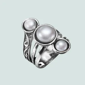 Bluenoemi Israeli jewelry Sterling Silver Pearls Ring  Israeli Jewelry Store