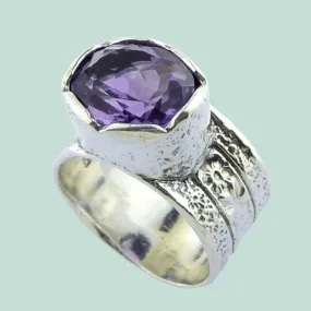 Bluenoemi Sterling Silver Amethyst Zircon Ring for Women – Crafted in Israel