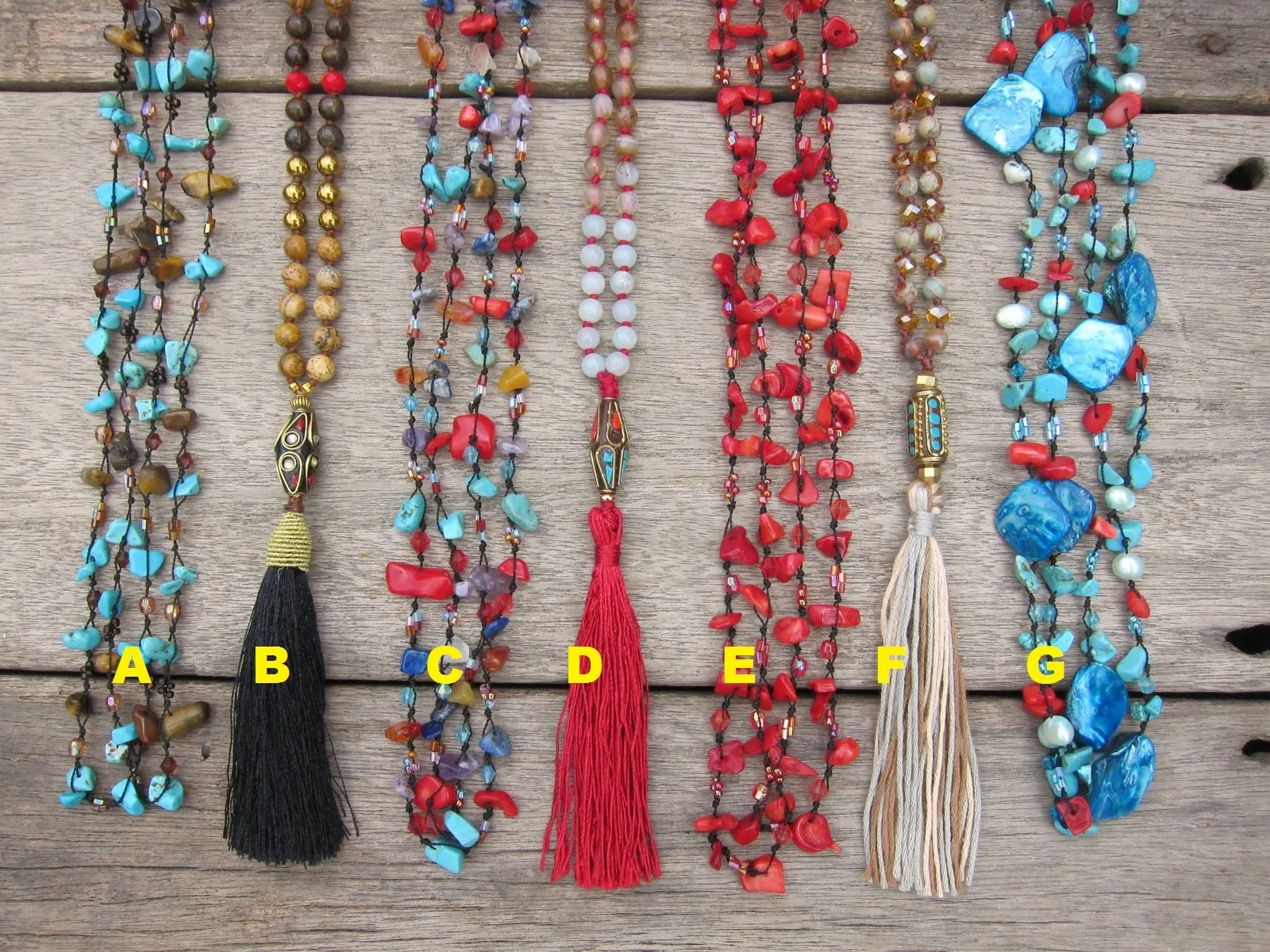 Bohemian Necklaces in wide variety of Mix Tones - ALL ON SALE!