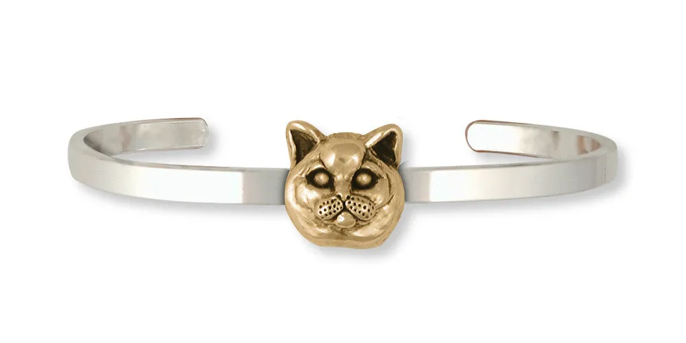 British Shorthair Bracelet Jewelry 14k Two Tone Gold Vermeil Handmade Cat Bracelet BRS9-CBVM