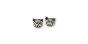 British Shorthair Earrings Jewelry Sterling Silver Handmade Cat Earrings BRS7-SE