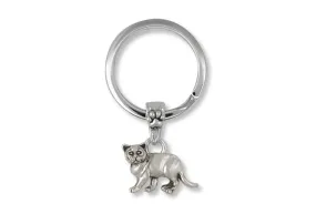 British Shorthair Key Ring Jewelry Sterling Silver Handmade Cat Key Ring BRS1-K