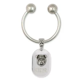 Bulldog Key Ring Jewelry Sterling Silver Handmade Dog Key Ring BD19-KRE