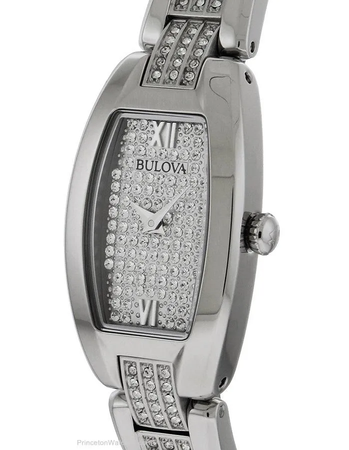 Bulova Womens Crystal Bangle Dress Watch - Stainless Steel - Crystal Dial