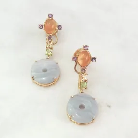 Carnelian & Amethyst Stud with Citrine, Peridot & Blue Lace Agate Twinset Earrings