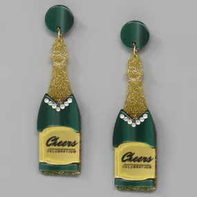 Champagne Bottle Resin Drop Earrings