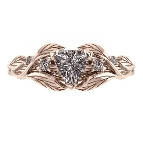 Clematis | branch engagement ring setting, trillion gemstone with accents gemstones